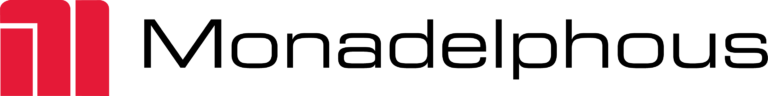 Monadelphous Logo Horizontal Red and Black (CMYK)